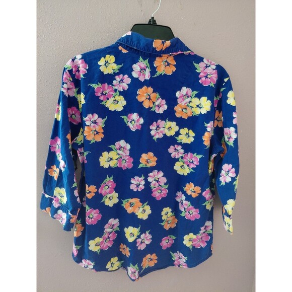 Lauren Ralph Lauren Women's Navy Floral Pajama Set Sz L Cottage Core Loungewear - Picture 7 of 16